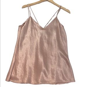 BNWT Theory Rose Gold Satin DBL Strap Cami, size L